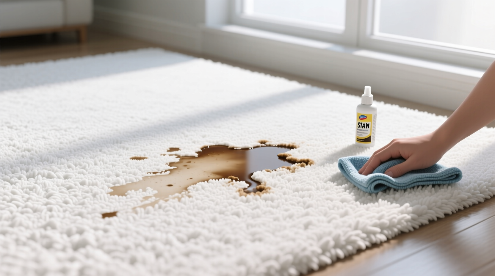 Удаление пятен с белого ковра