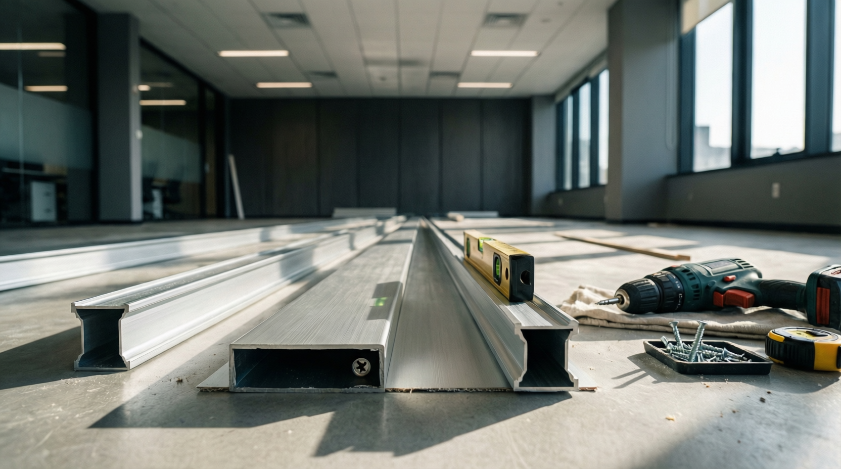 Подготовка к монтажу скрытого плинтуса из алюминия