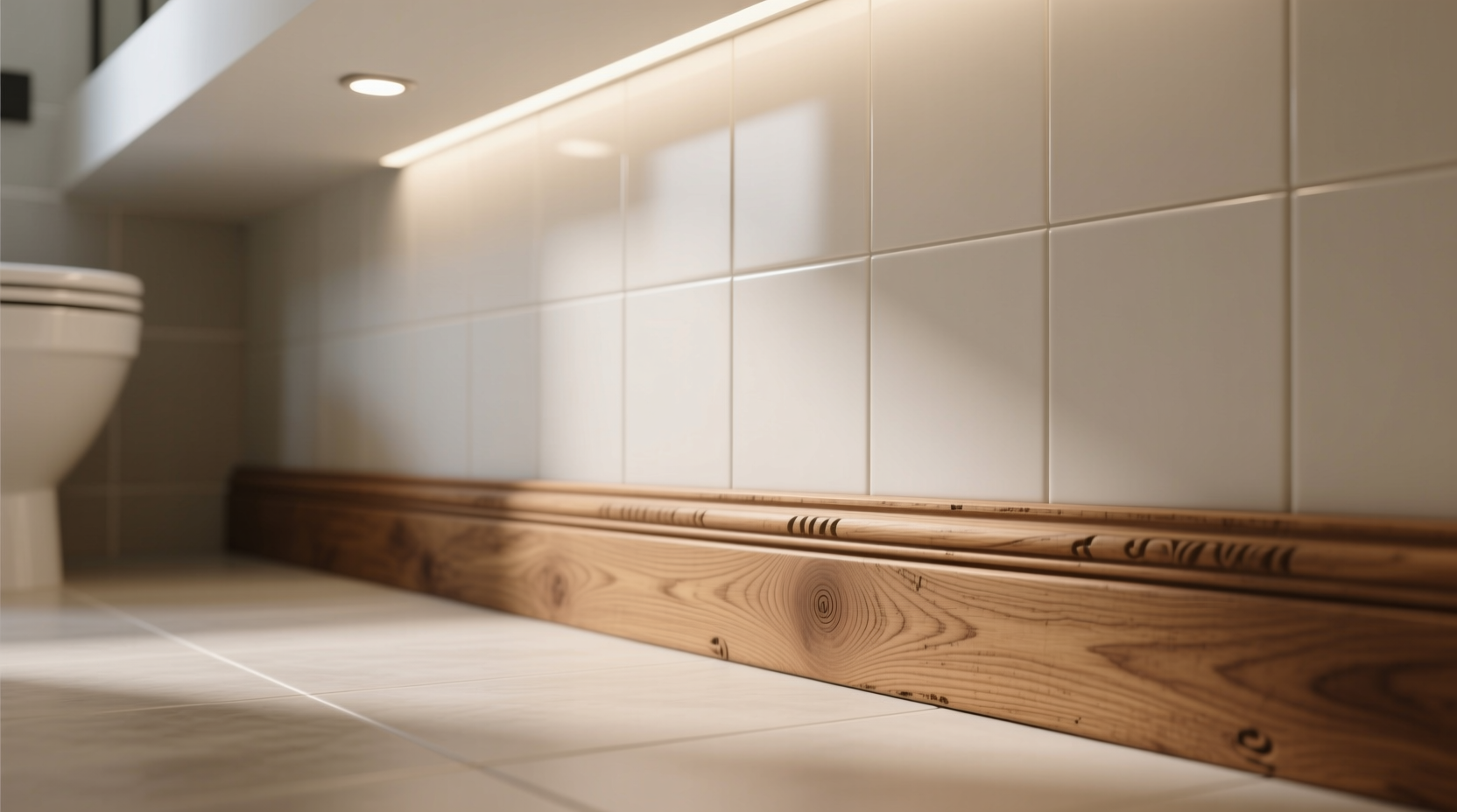 Деревянный плинтус в ванной