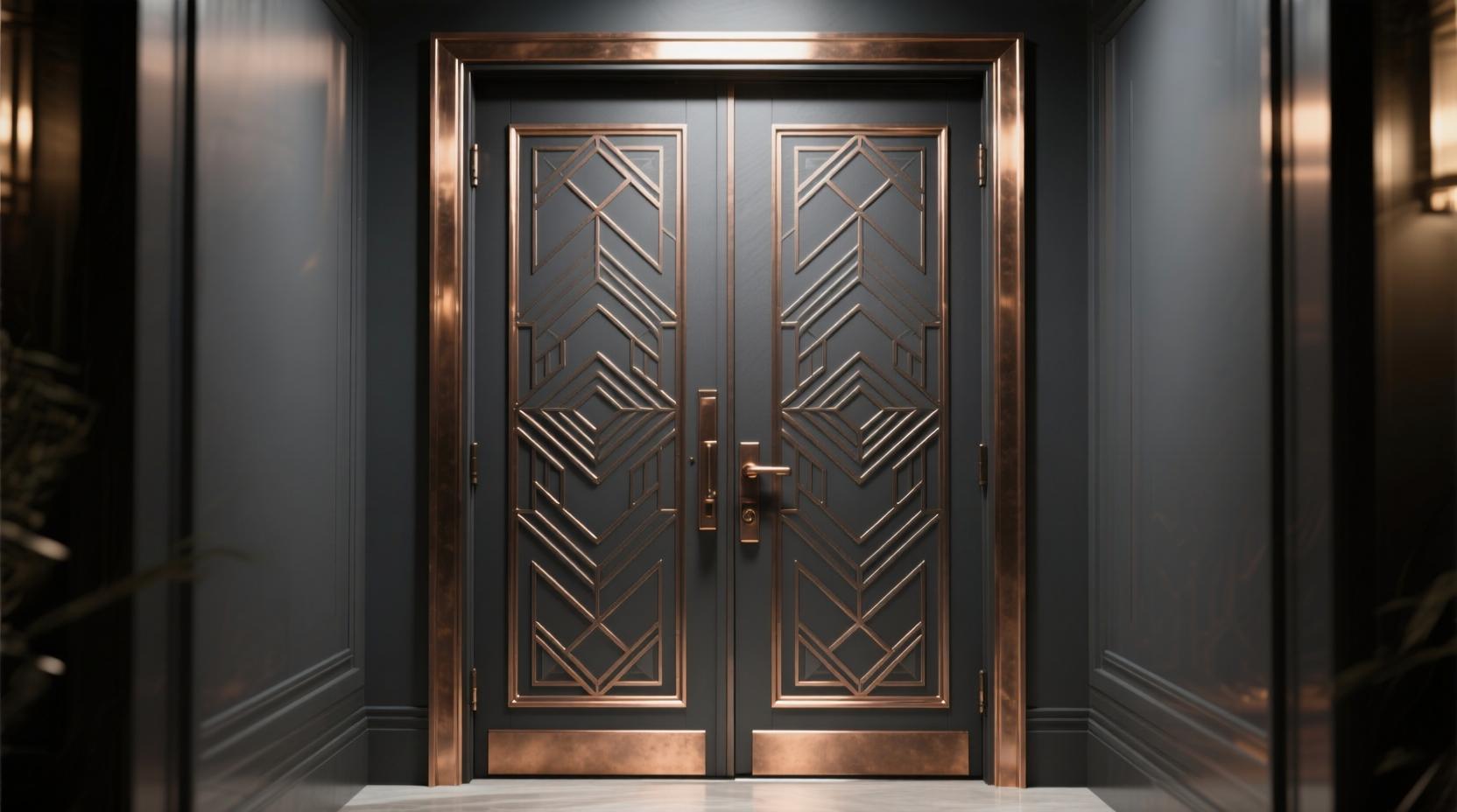 Графитовая входная дверь с бронзой