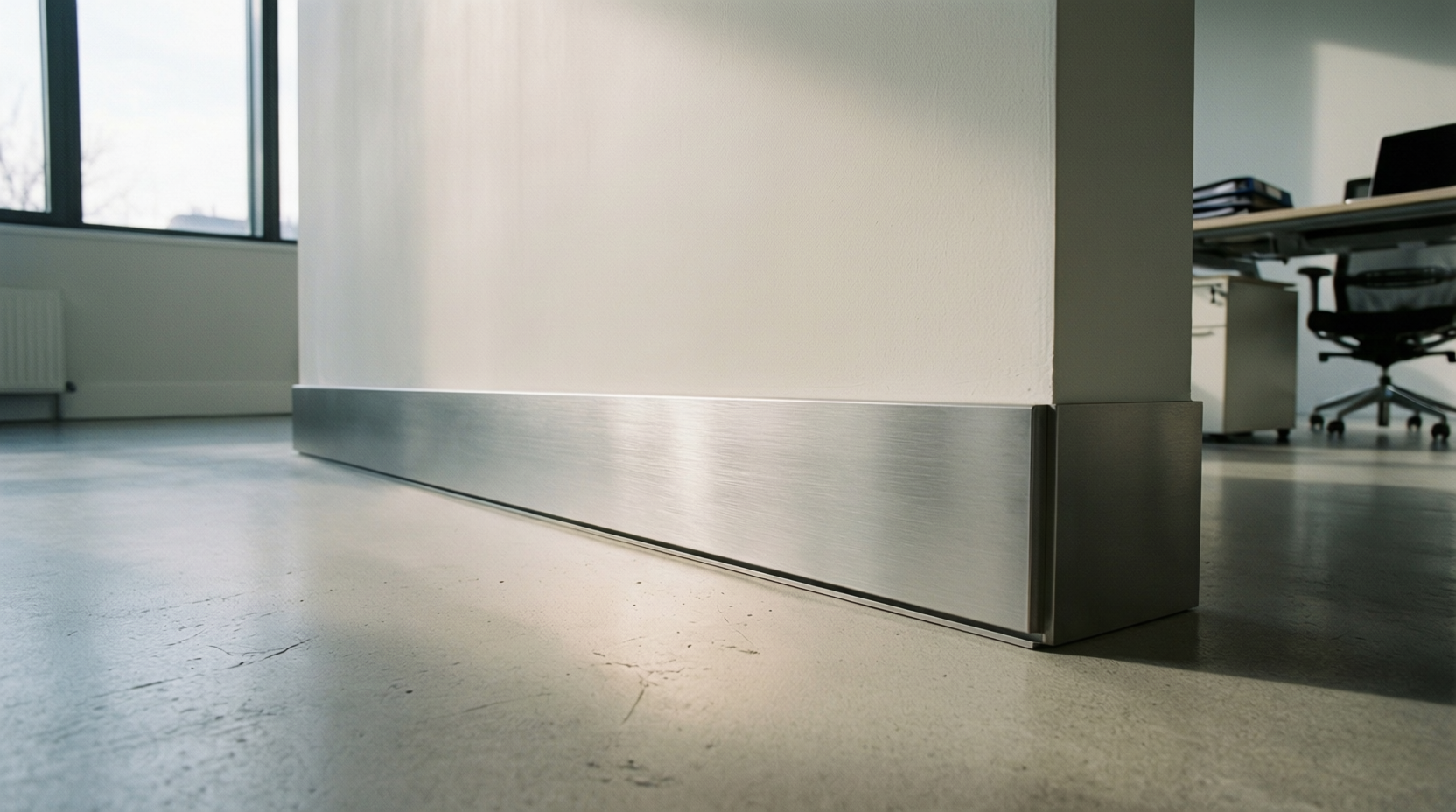 Скрытый плинтус из алюмиия в офисе