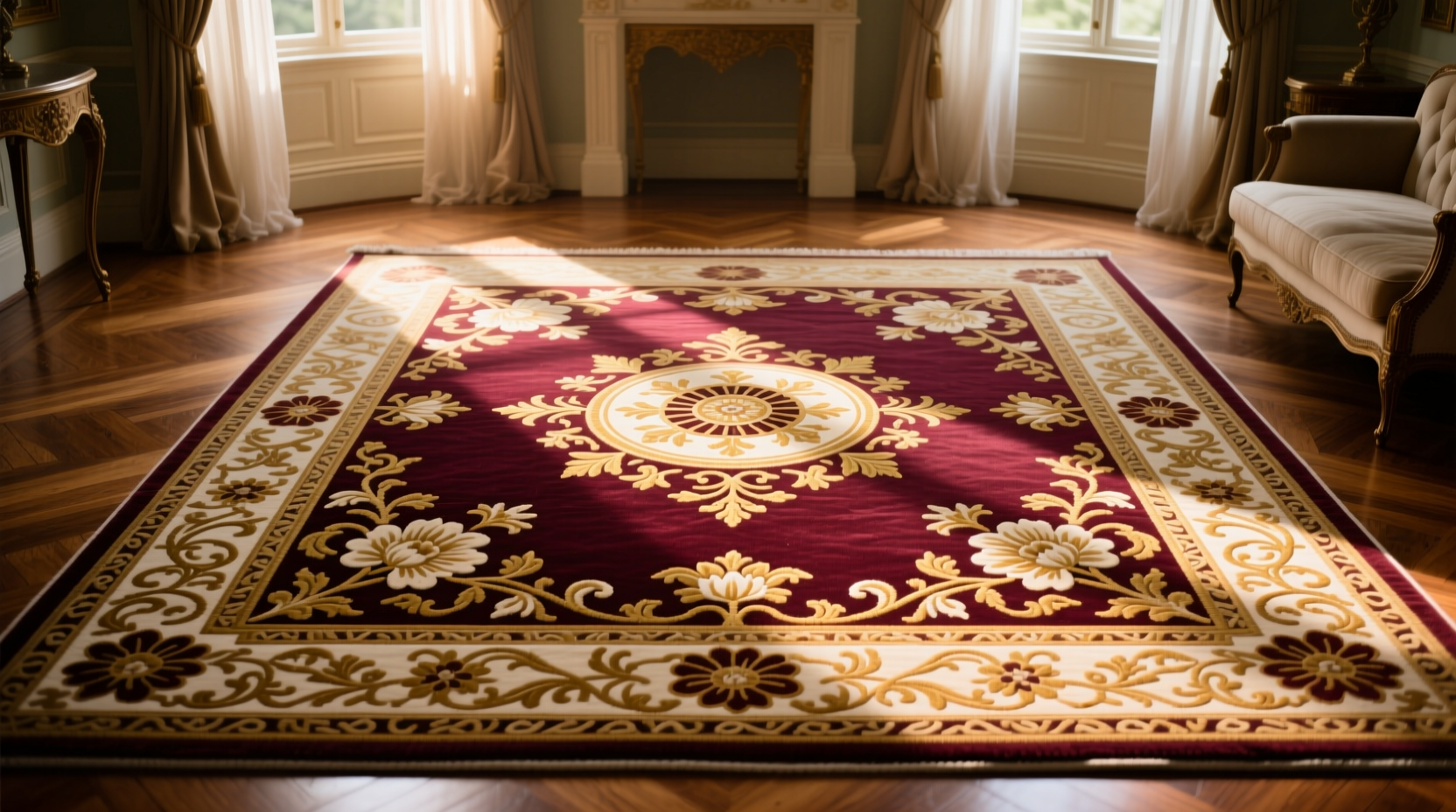 Ковер с узором в классическом стиле интерьера