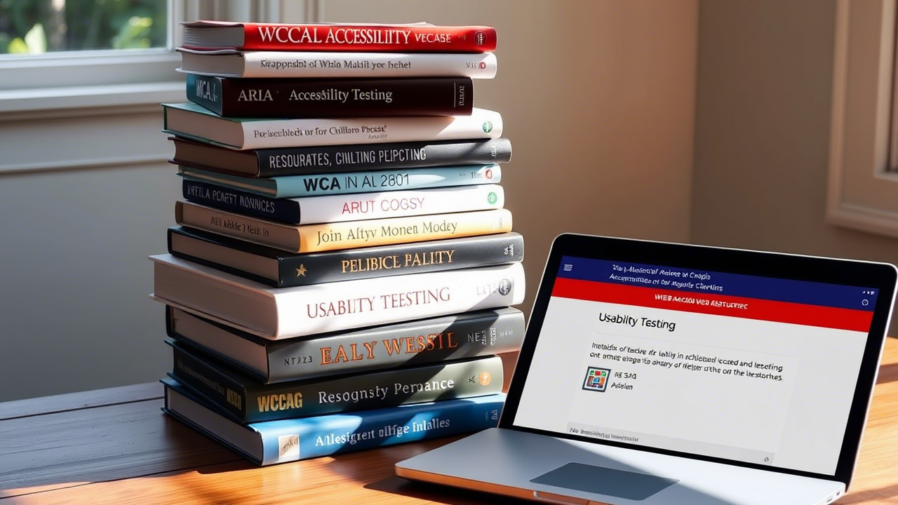 Pile de livres et ressources sur l'accessibilité web