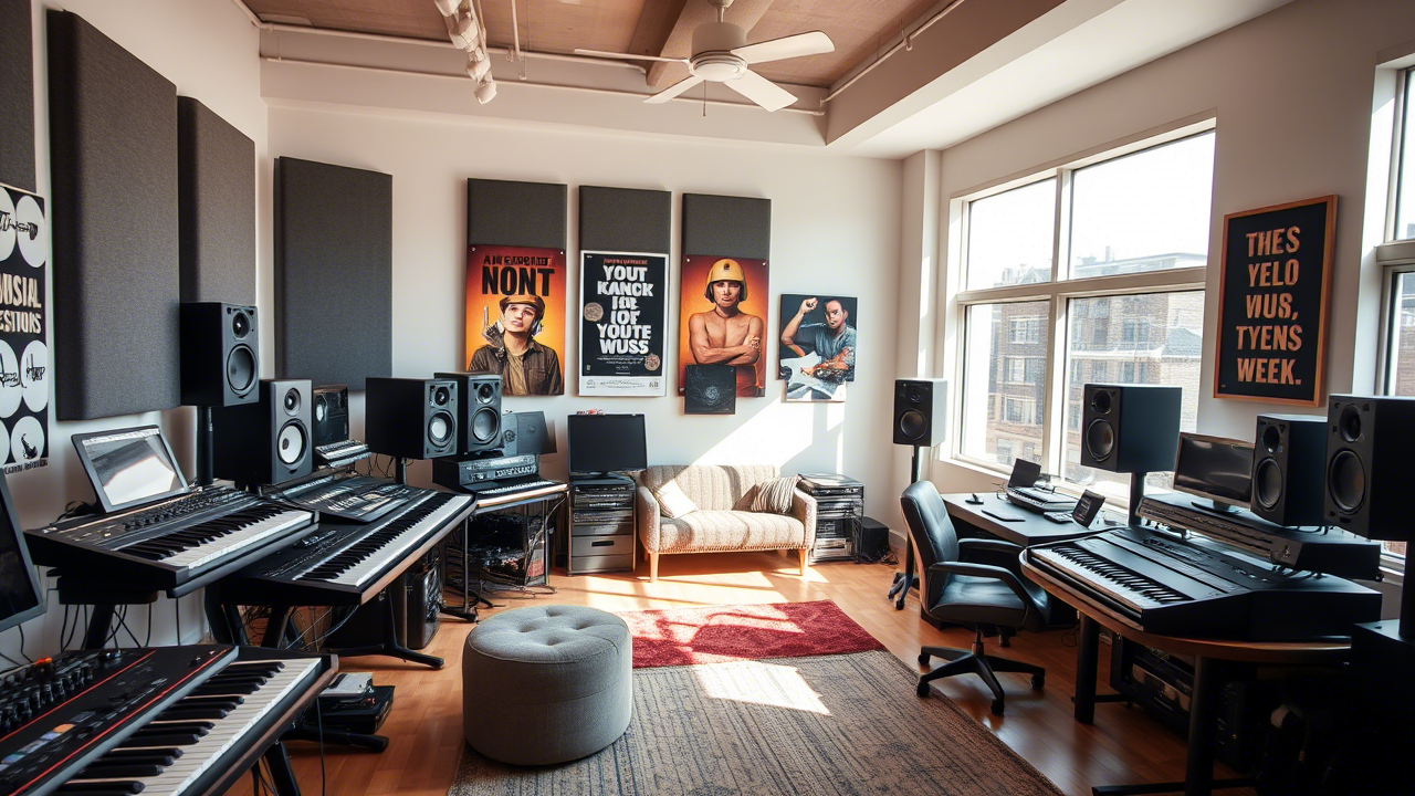 Équipement de studio professionnel pour production musicale et création de beats gratuits