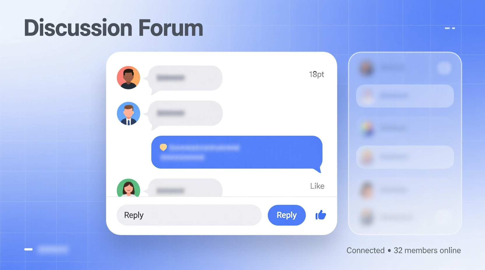 Interface de forum de discussion en ligne