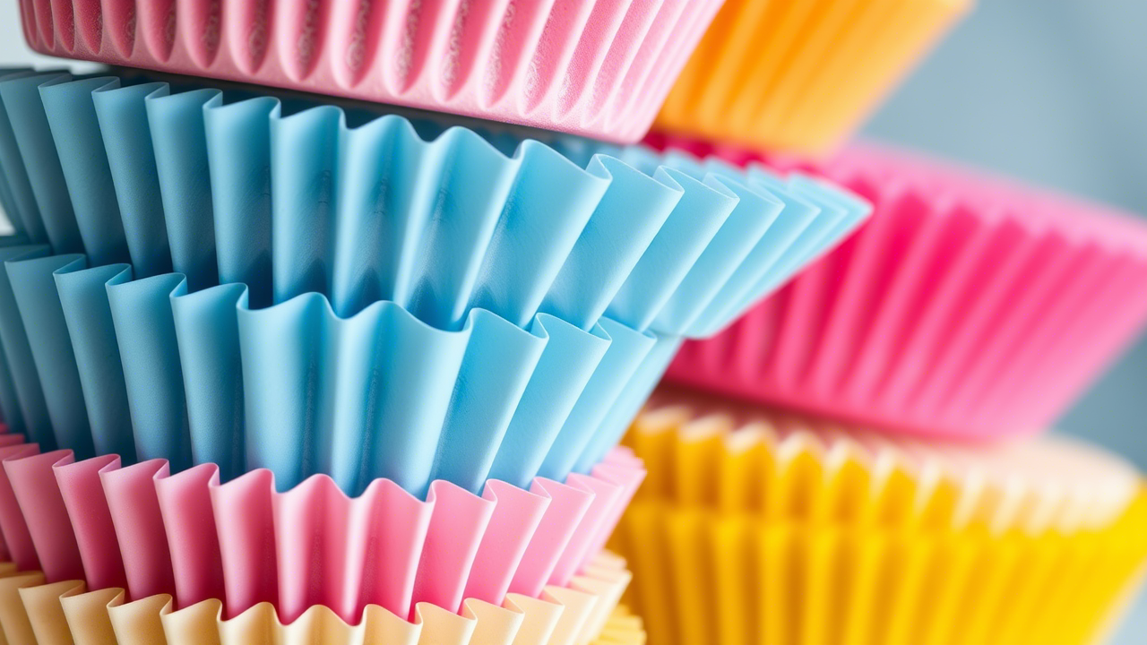 Doublures de cupcake colorées et pratiques pour une cuisson parfaite.